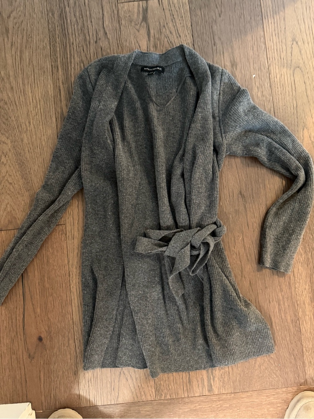 Banana Republic xsGray Open-Front Belted Women's Cardigan Sweater